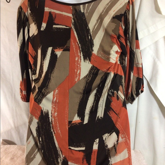 Woman’s Sz 2XL ORANGE USA 1/4 Slv Multicolor Shirt - Picture 5 of 11